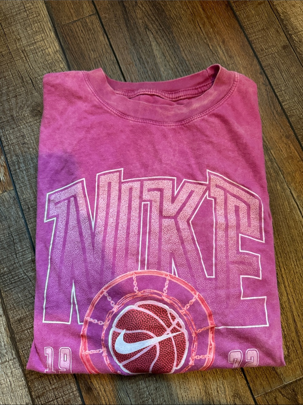 Nike womens Pink Graphic Basketball Short Sleeve oversized Tee